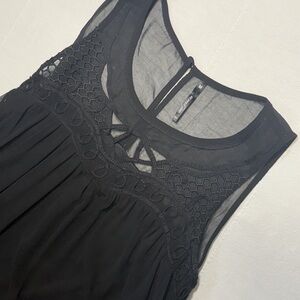 Um Gee Black Sleeveless Crochet Detail dress